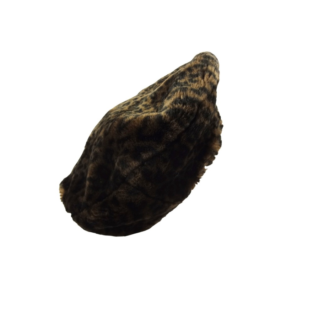 First Issue Liz Claiborne Vintage Leopard Print Faux‎ Fur Beret Hat Brown Black